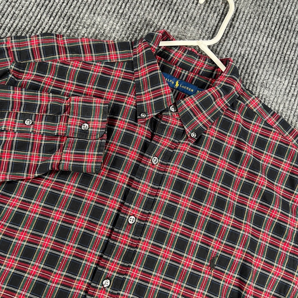 Ralph Lauren Shirt Mens XLT Extra Large Tall Red Plaid Long Sleeve Button Down